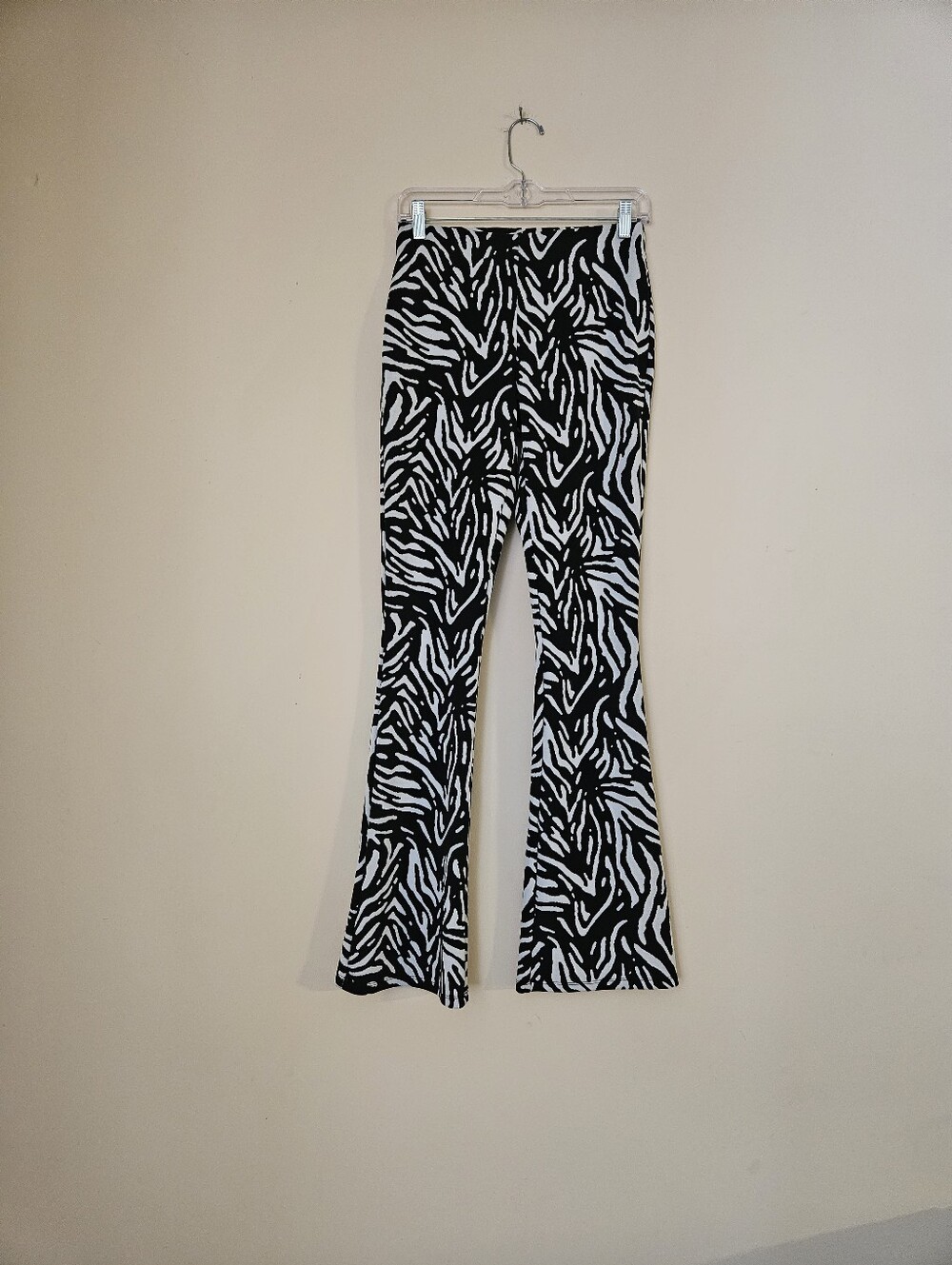 Zara Black and White Zebra Print Boot Cut Pants